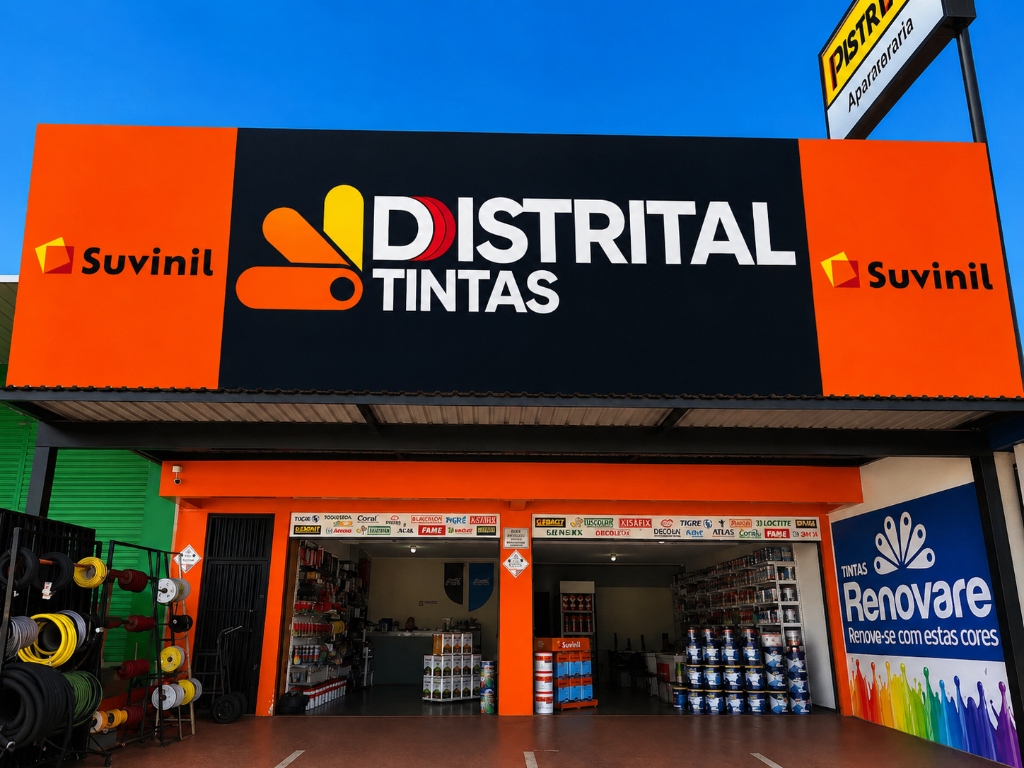 Fachada Distrital Tintas no Pistão Areal